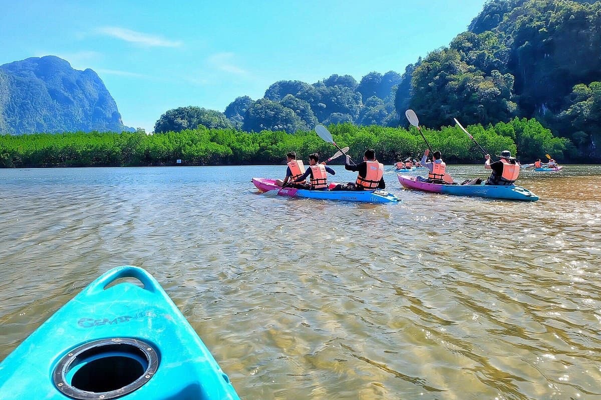 Kayaks heading up the channel at Ao Thalane